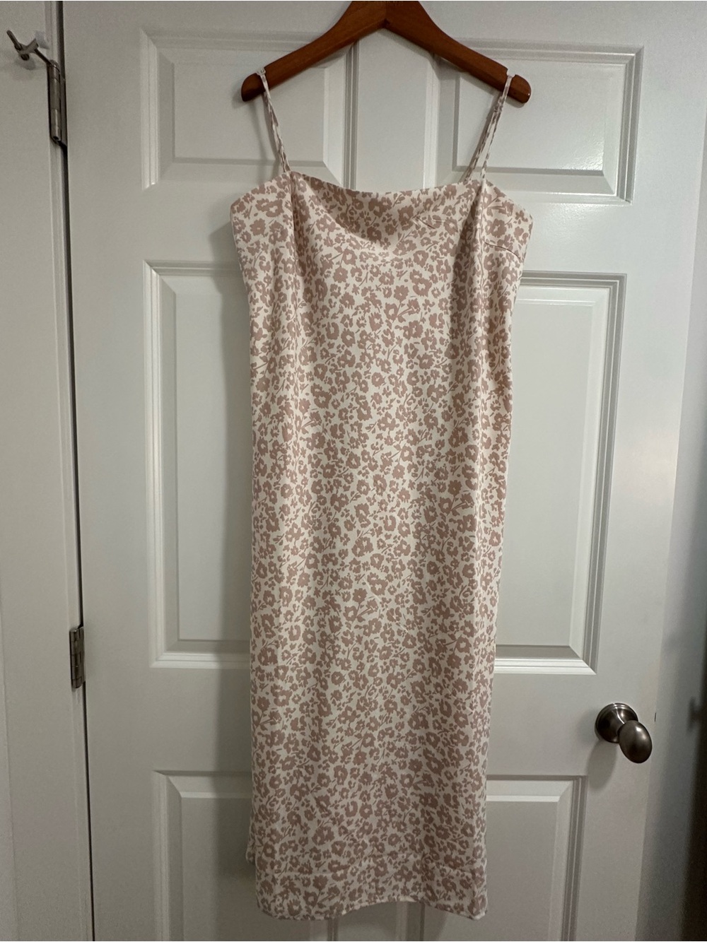 a new day Beige & Blush Floral-Print Slip Midi Dress